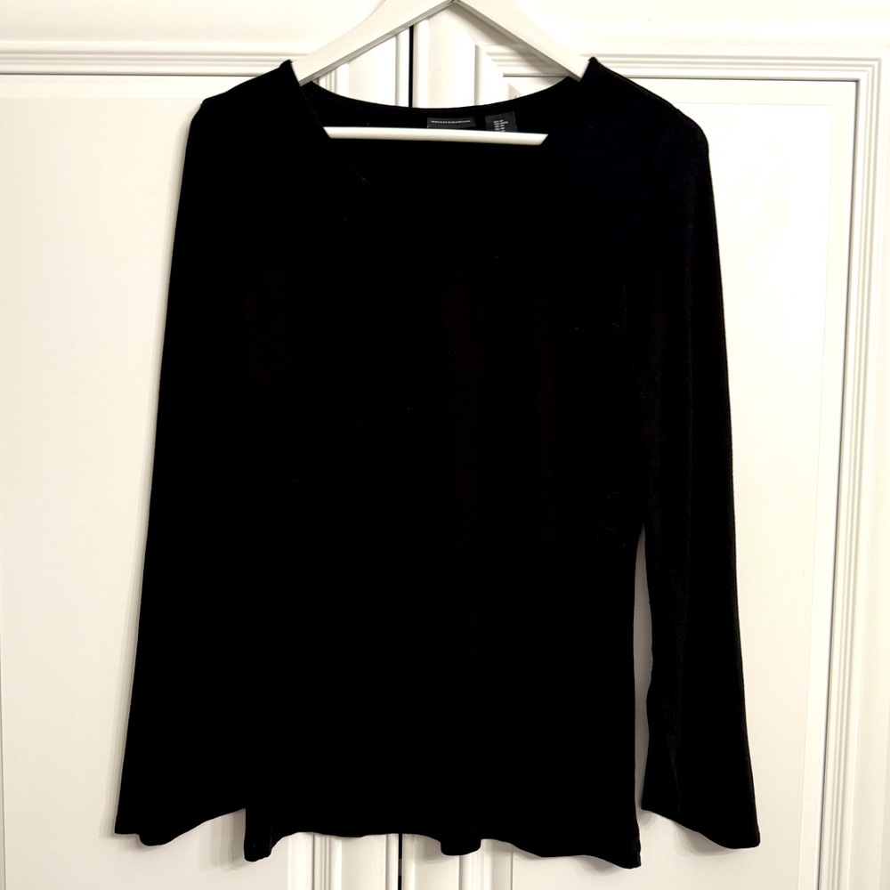 Mercer & Madison Women’s Size Medium Black Scoop Neck Long Sleeve Top Shirt